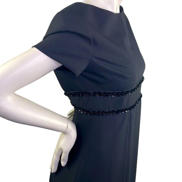 Liz Claiborne Night Classic Romantic Low Back MIDI High Waist Black Dress 10 - Picture 6 of 16